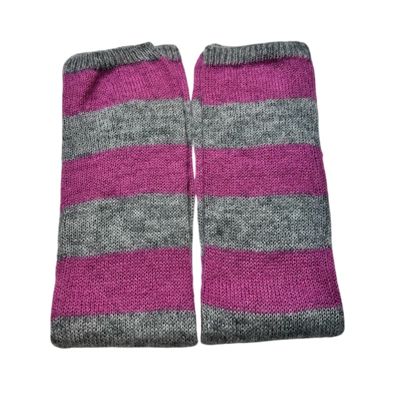 Vintage 90's Pink Gray Stripes Leg Warmers - Picture 4 of 8